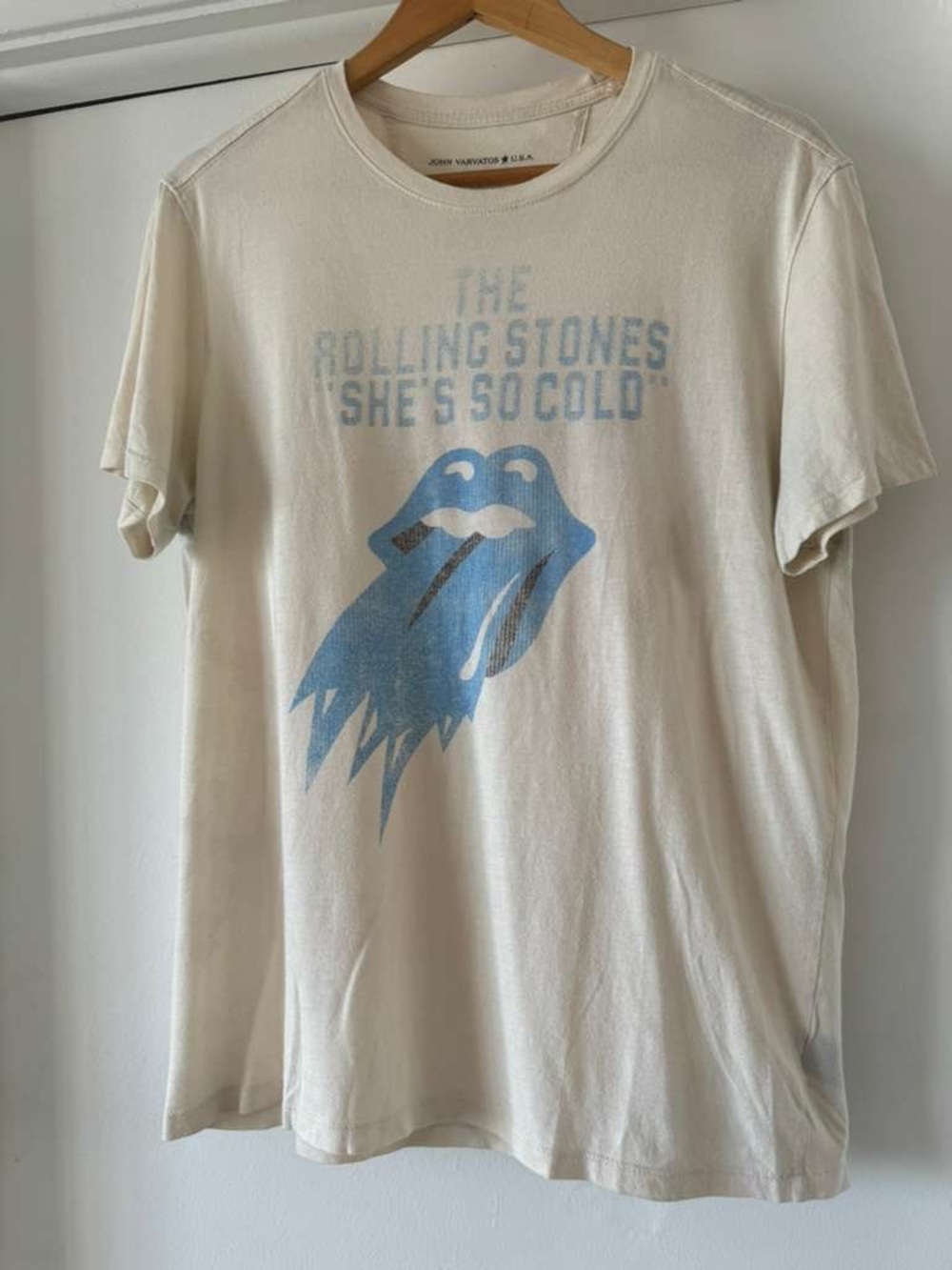 John Varvatos Cream Graphic Crewneck Tee